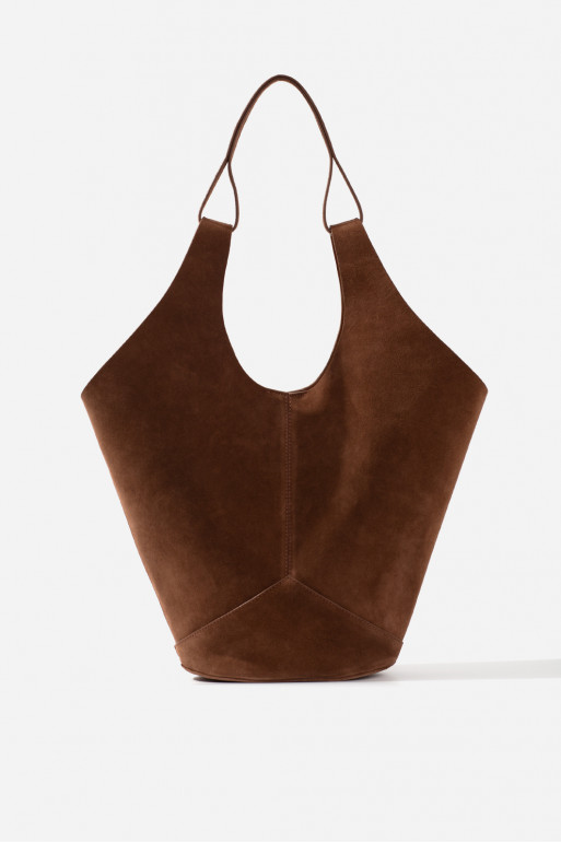 Khrystia brown suede shopper bag /silver/