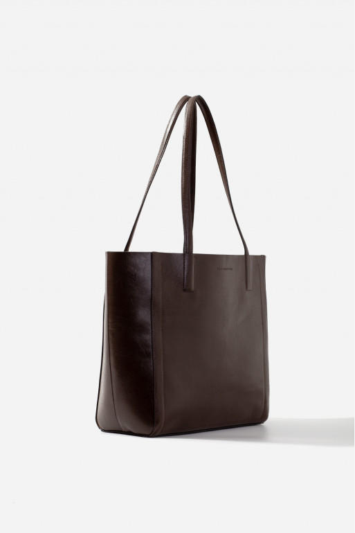 Sarah mini dark brown leather shopper bag /gold/