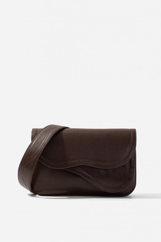 Saddle bag 2 dark brown leather crossbody /gold/