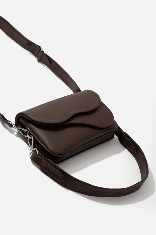 Кросбоди Saddle bag 2 из кожи шоколадного оттенка /серебро/