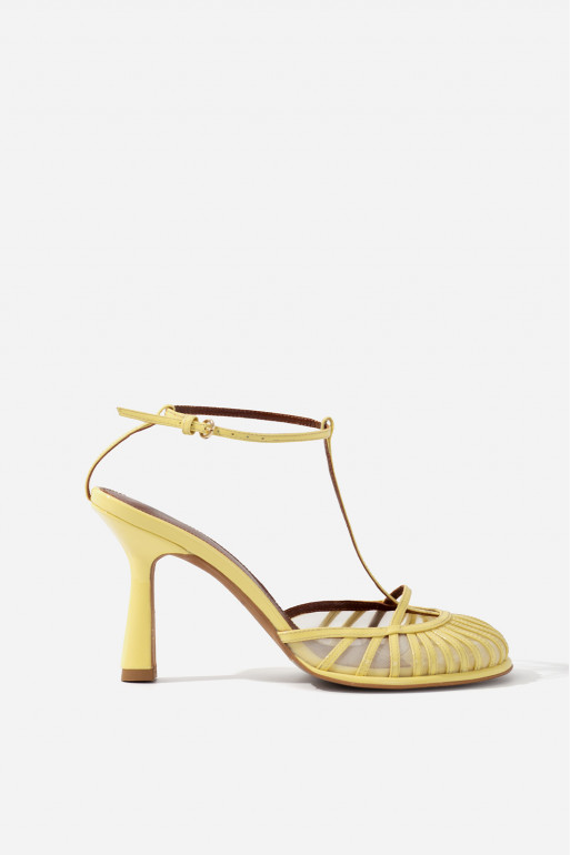 Goldie light yellow patent-leather sandals /9 cm/
