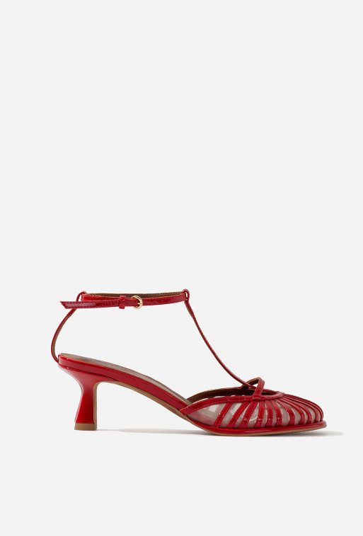 Goldie red patent leather sandals /5 cm/