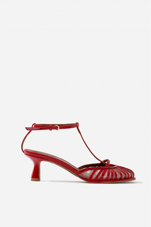 Goldie red patent leather sandals /5 cm/