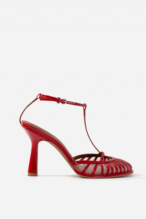 Goldie red patent-leather sandals /9 cm/