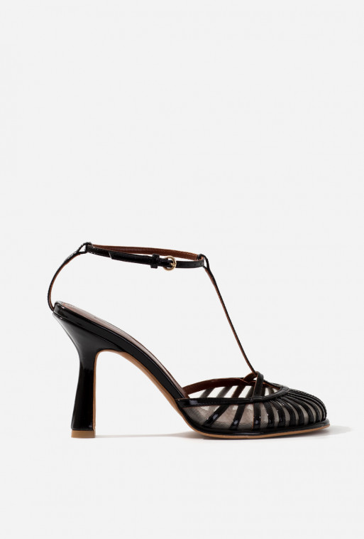 Goldie black patent leather sandals /9 cm/