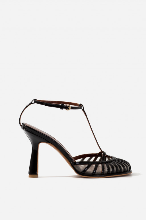 Goldie black patent leather sandals /9 cm/