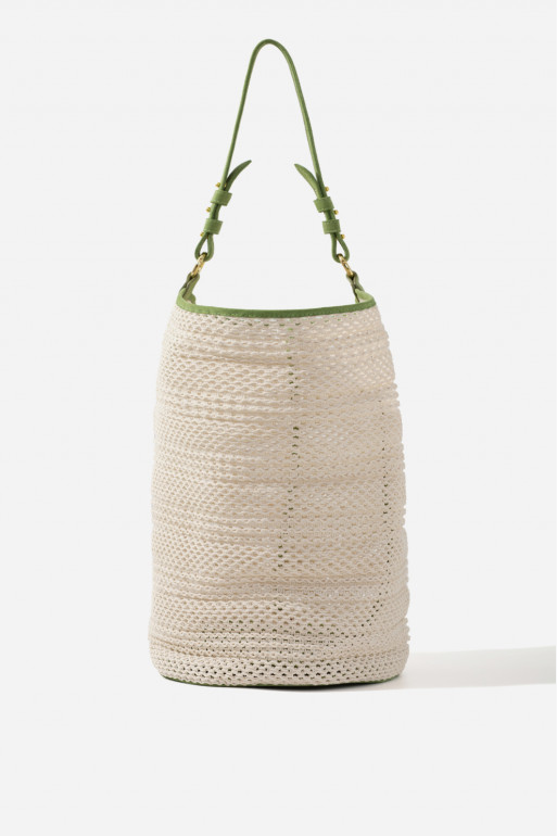 Hanya milk/green crocheted mesh bag