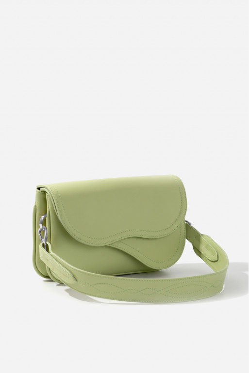 Saddle bag 2 light green leather crossbody /silver/