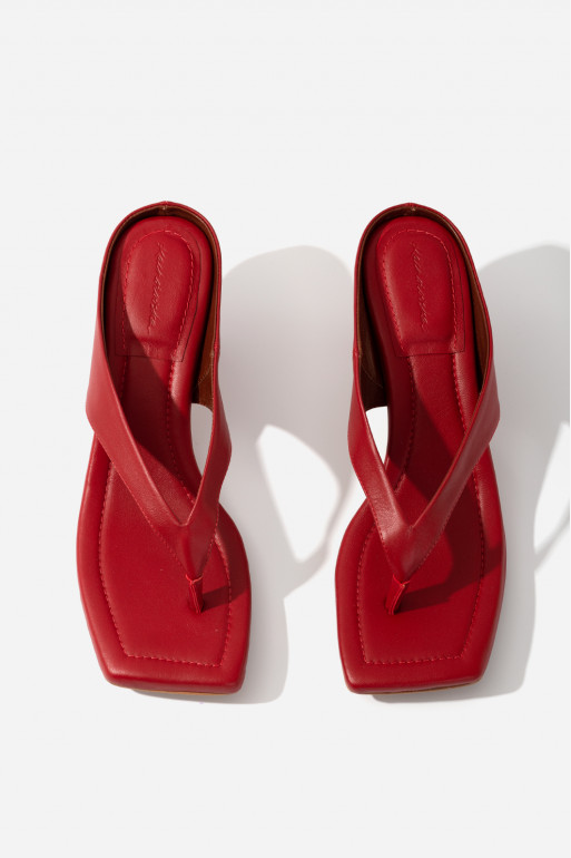 Elsa red leather flip flops