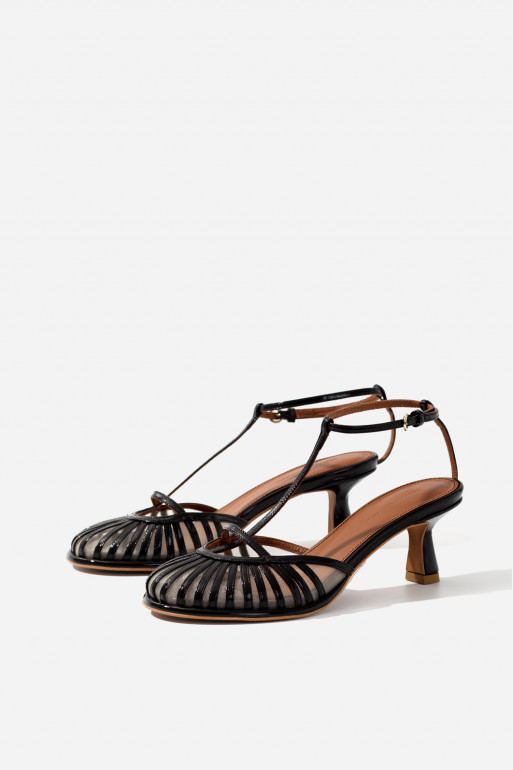 Goldie black patent leather sandals / 5 cm/