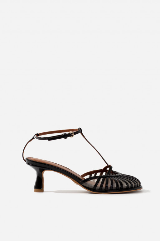 Goldie black patent leather sandals / 5 cm/