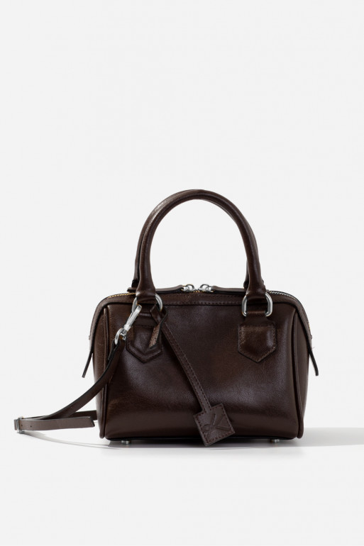 Drew dark brown leather bag /silver/