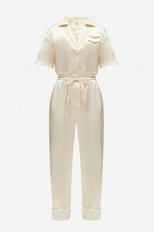 Milky jumpsuit with short sleeves