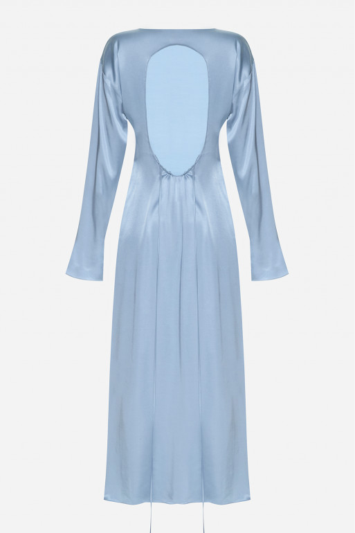 Платье с открытой спиной голубое