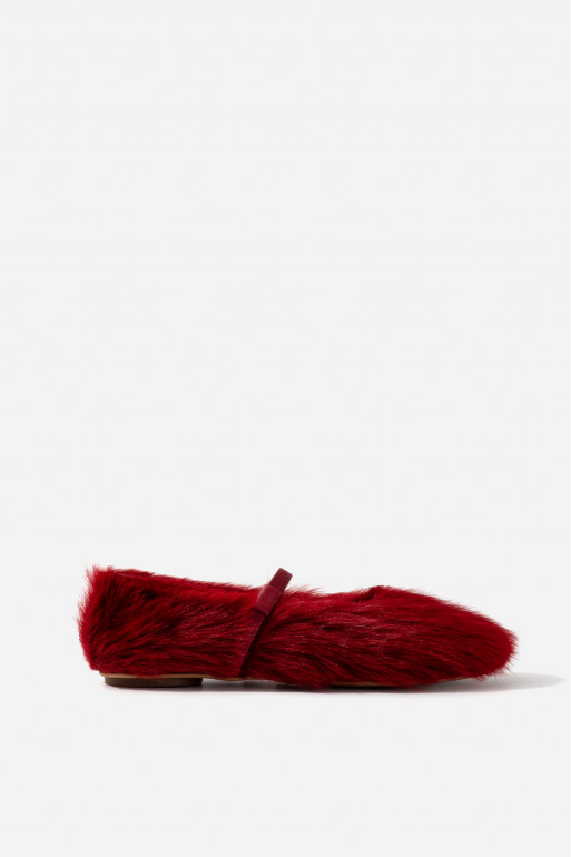 EMILY FUR bordeaux ballet flats