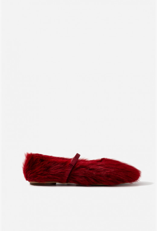 EMILY FUR bordeaux ballet flats