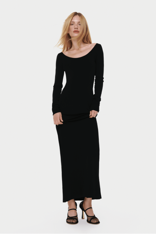 Black maxi dress with long sleeves