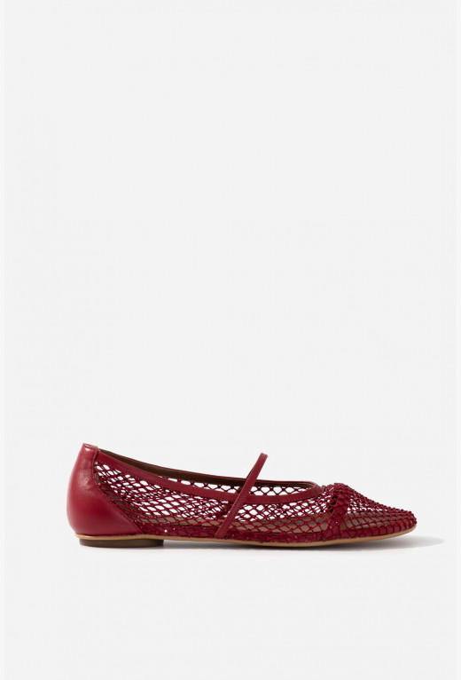 JERRY BALERINA bordeaux ballet flats with crystals