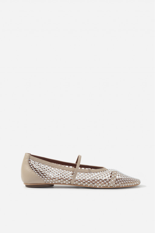 JERRY BALERINA gray ballet flats with crystals