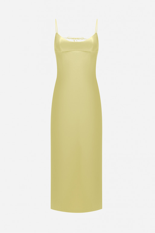 Satin yellow maxi dress