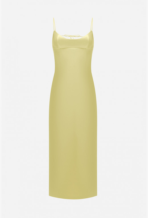 Satin yellow maxi dress