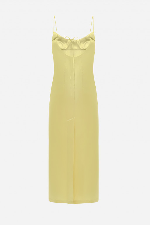 Satin yellow maxi dress