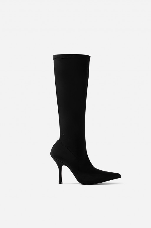 MIRA black stretch knee boots