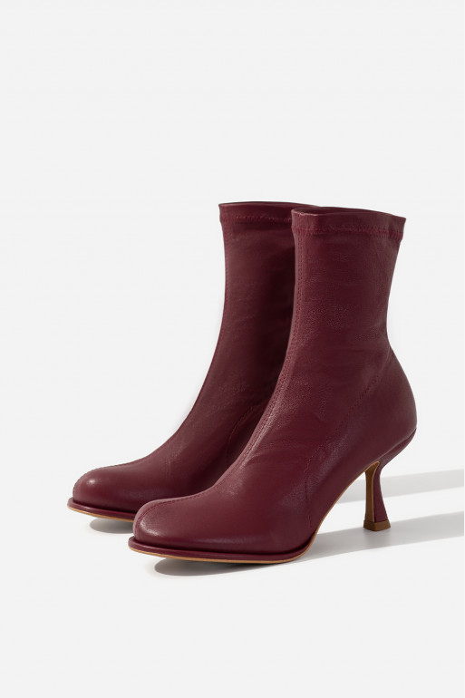 BLANCA burgundy leather ankle boots