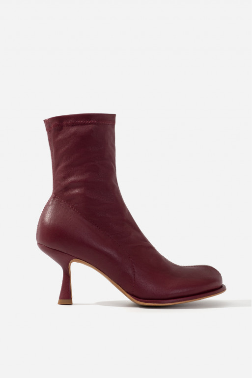 BLANCA burgundy leather ankle boots