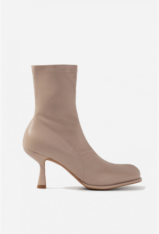 BLANCA beige leather ankle boots