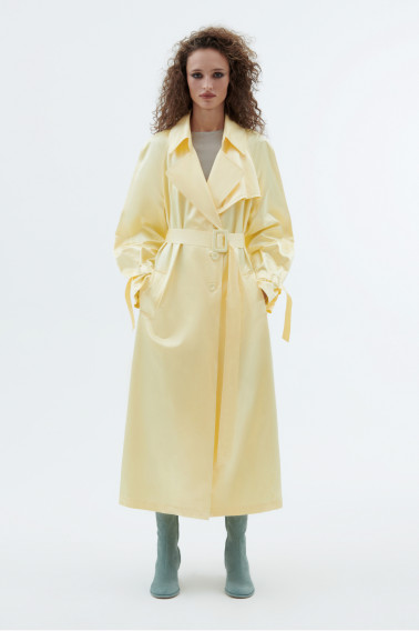 Pastel yellow trench coat