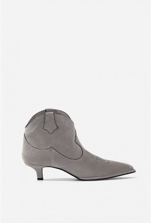 CHERILYN gray suede cowboy boots