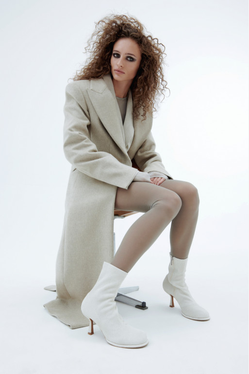 Beige melange straight coat