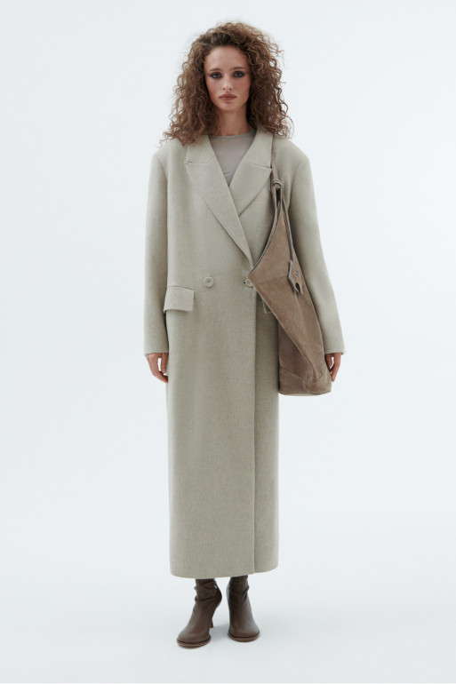 Beige melange straight coat