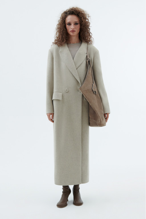 Beige melange straight coat