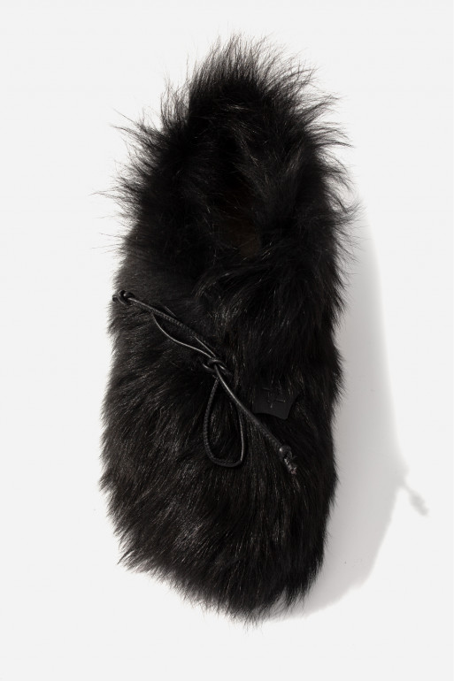 FLUFFY black fur boots