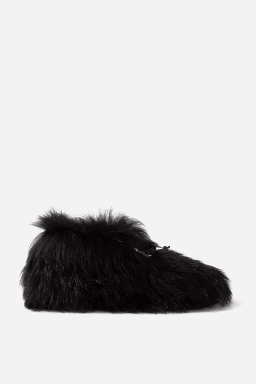 FLUFFY black fur boots