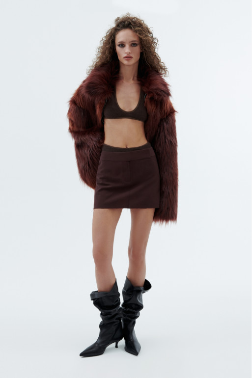 Bordeaux faux fur coat