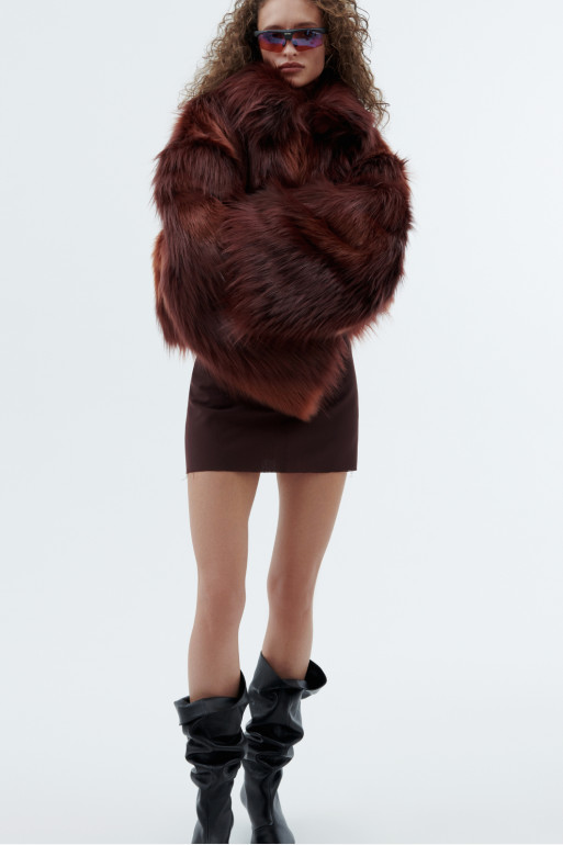 Bordeaux faux fur coat