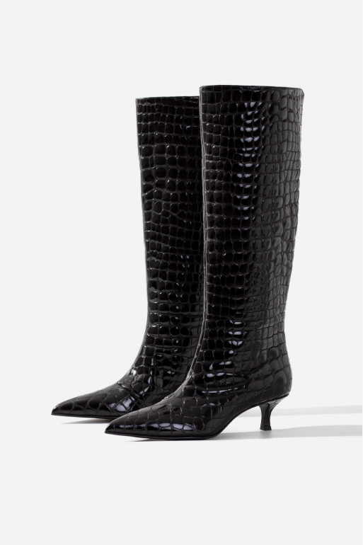 CONNIE black reptile boots