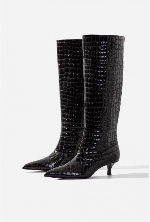 CONNIE black reptile boots