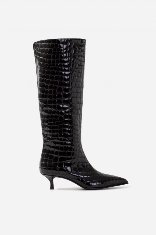 CONNIE black reptile boots