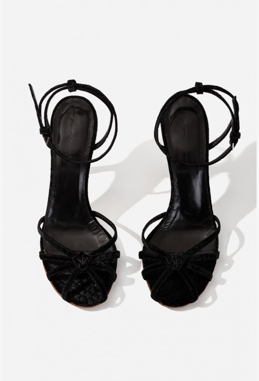 LEONA black velvet sandals