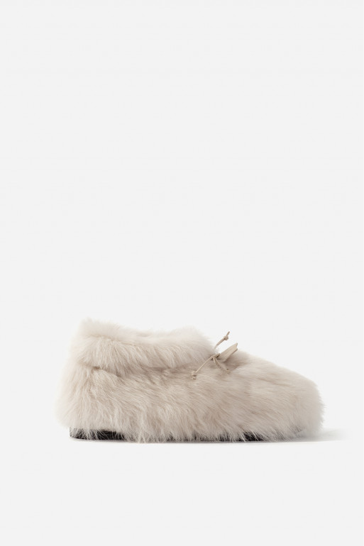 FLUFFY milky fur boots