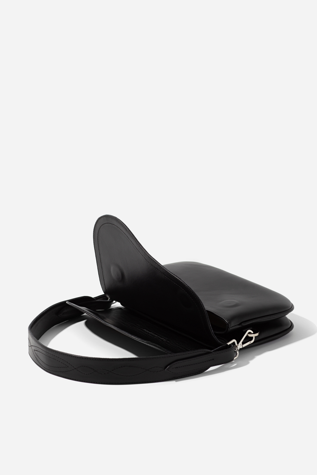 Saddle bag 2
black leather crossbody /silver/