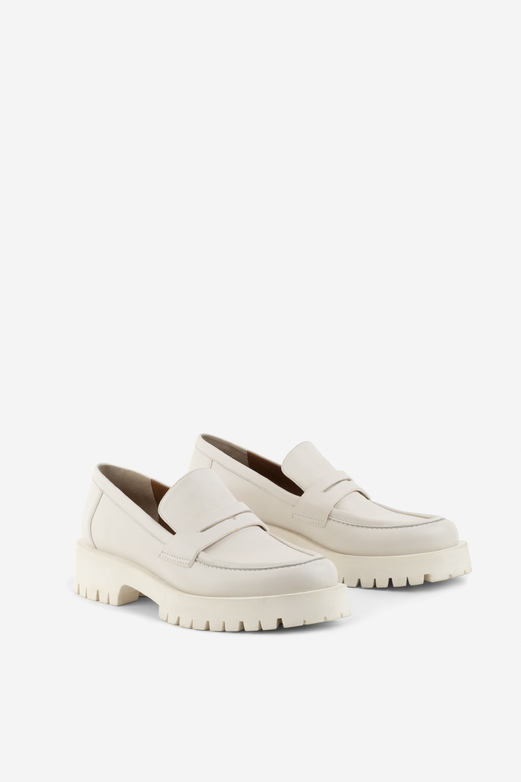 Penny milky leather
loafers