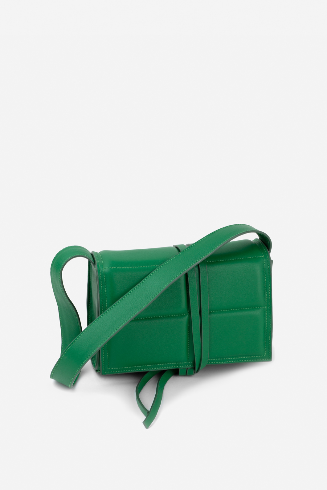 Vianne green leather
baguette bag /gold/