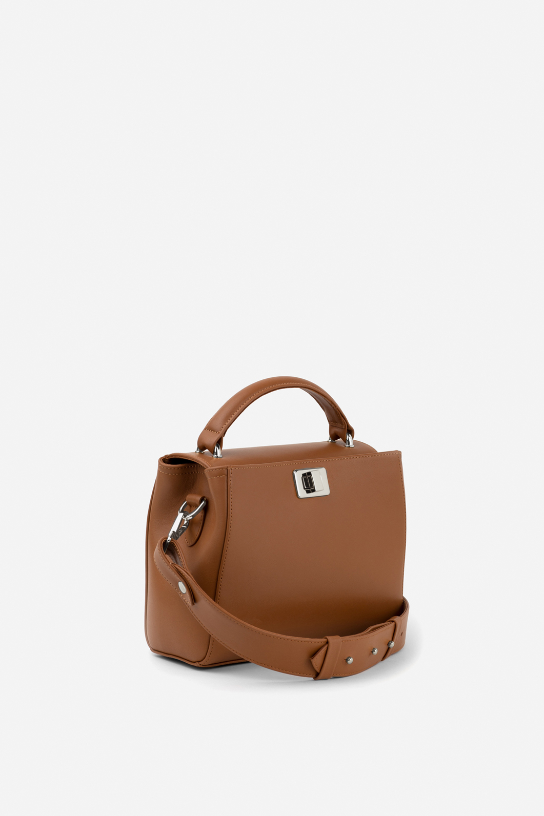 Erna mini
brown leather bag /silver/