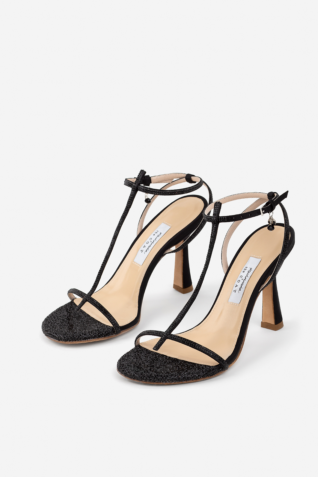 Katya Sparkling black satin
sandals /9 cm/