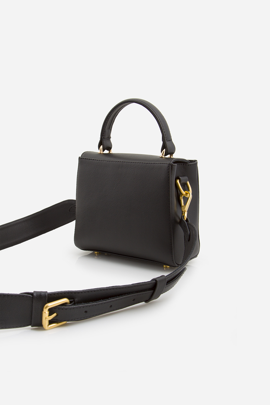 Erna micro RS black leather
city bag /gold/